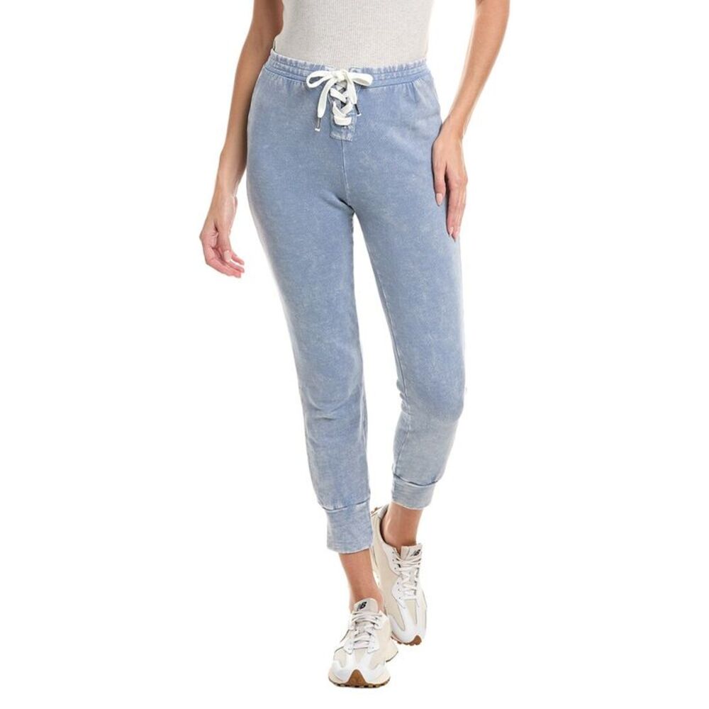Chaser Womens  Lace-Up Cuffed Linen-Blend Jogger